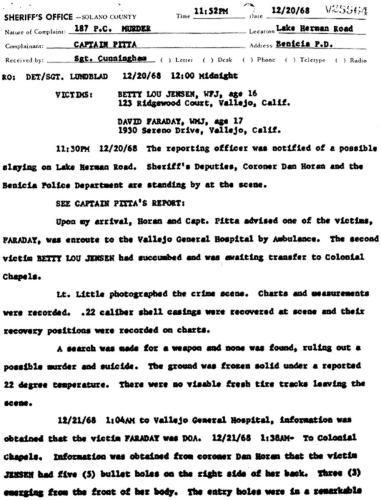 Report by Sgt Lundblad page 2 on Lake Herman Road crime by Zodiac Killer